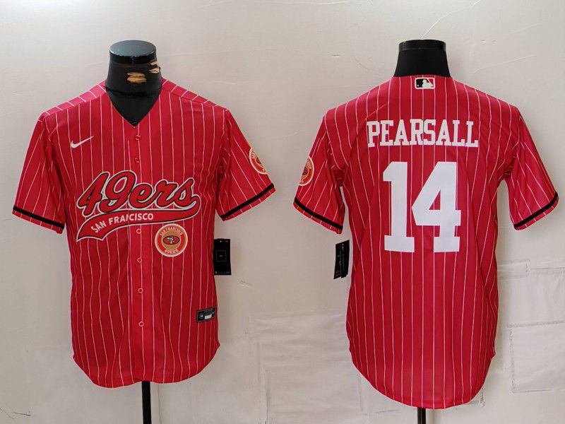 Men San Francisco 49ers 14 Pearsall Red Stripe Joint Name 2024 Nike Limited NFL Jersey style 3